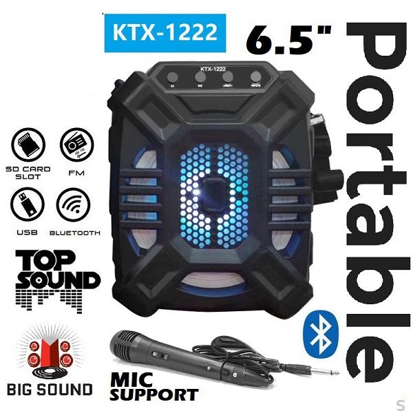 KTX-1222 Speaker Bluetooth Karaoke Free Microphone Big Bass
