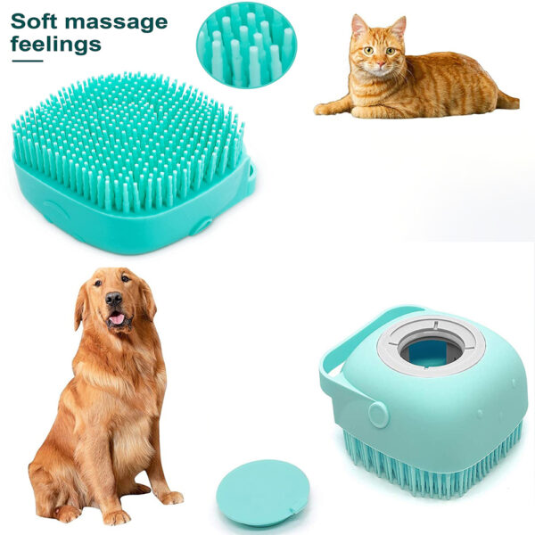 Dog Bath Brush Comb Silicone Rubber, Grooming Shower Brush for Short Long Haired Dogs and Cats Washing
