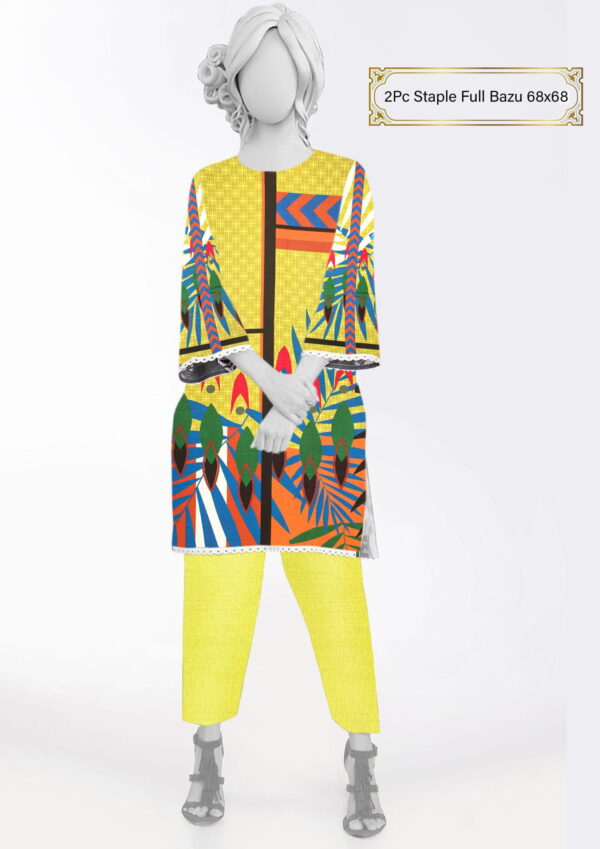 2Pcs Linen Fabric Staple Full Bazu Online Clothing in Pakistan