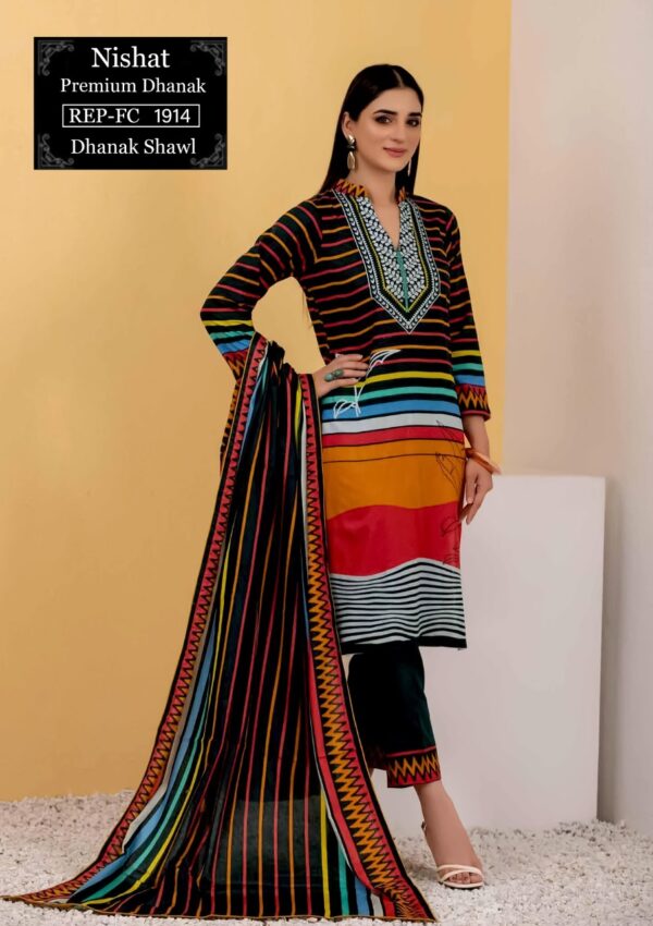 Premium Nishat Dhanak Shawl - Embroidered Front Sleeves
