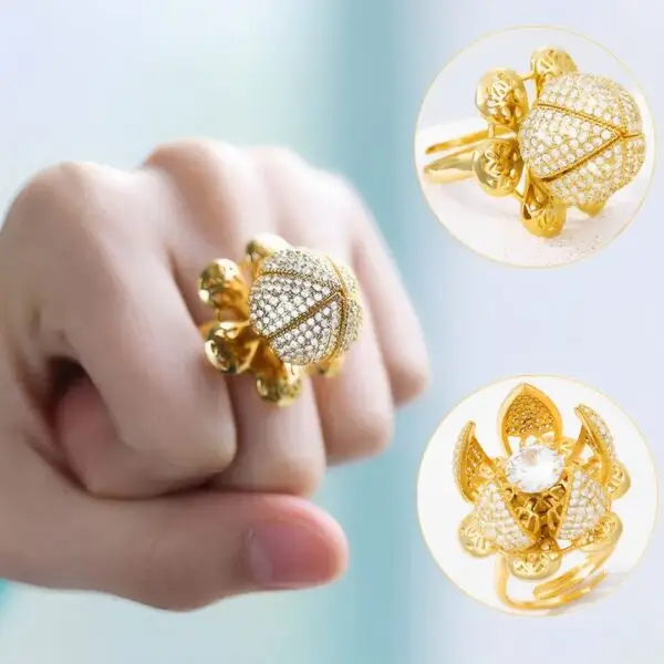 Flower Bloom Ring Open And Close Flower Rings For Women’s - Price in Pakistan 2025 - Image 2